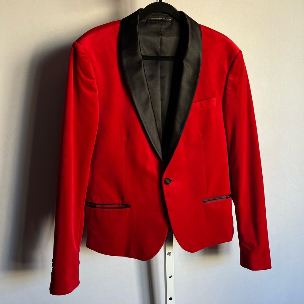 ZARA Red Velvet Men’s Suit Jacket